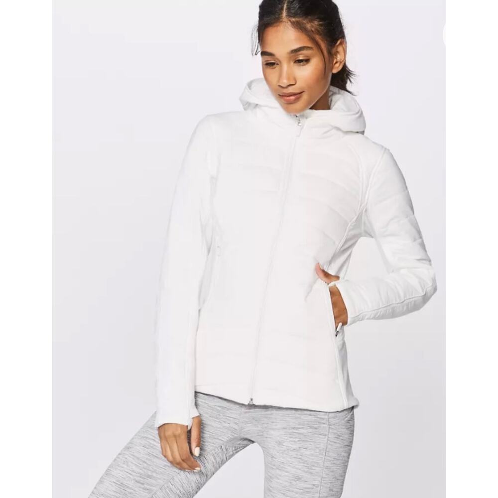 0196 Lululemon Extra Mile Jacket White Hooded Running Jacket 4